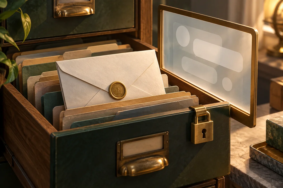 A protected message archive separated from a visitor viewing window